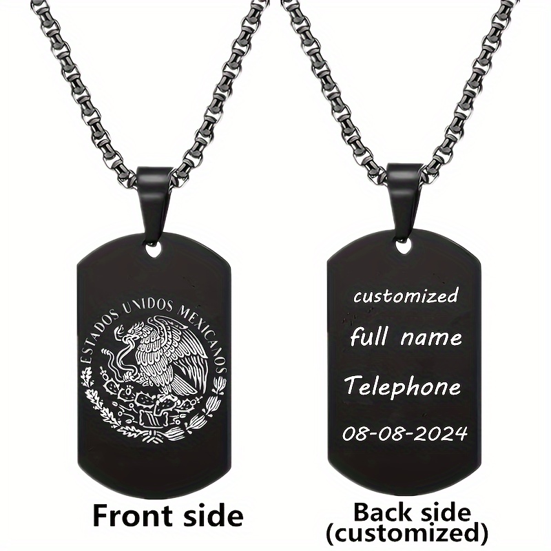 Personalized Mexican Eagle Flag Necklace